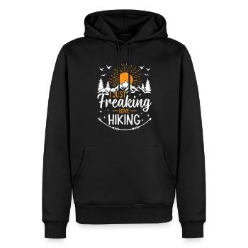 I just freaking love Hiking - Mountain Hiking - Männer Premium Bio Hoodie - Schwarz - Vorne - Nico (187cm)