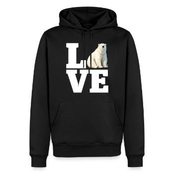 amour drôle ours polaire blanc mammifère marin arctique - Sweat à capuche Premium bio Homme - noir - Devant - Nico (187cm)