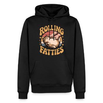 Rolling Fatty Katze Tier Lustige Katze - Männer Premium Bio Hoodie - Schwarz - Vorne - Nico (187cm)