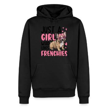 Juste une fille qui aime les Frenchies - Sweat à capuche Premium bio Homme - noir - Devant - Nico (187cm)