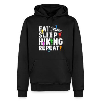 Eat Sleep Hiking Repeat - Adventure Hiking Lover - Men’s Premium Organic Hoodie - black - Front - Nico (187cm)
