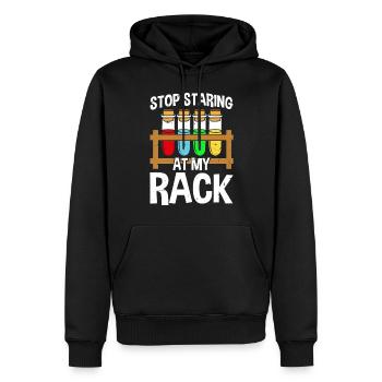 Hör auf, auf mein Gestell zu starren Lustige Chemiewissenschaft - Männer Premium Bio Hoodie - Schwarz - Vorne - Nico (187cm)