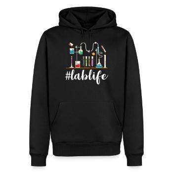 Vie de laboratoire Drôle MLS Lab Scientist Appréciation - Sweat à capuche Premium bio Homme - noir - Devant - Nico (187cm)