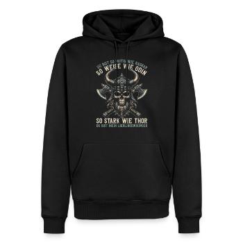 Wikinger Papa Vatertag Vaterschaft Elternteil - Männer Premium Bio Hoodie - Schwarz - Vorne - Nico (187cm)