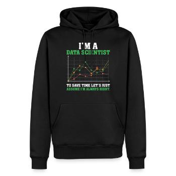 Je suis un scientifique des données Tableur Statisticien Données - Sweat à capuche Premium bio Homme - noir - Devant - Nico (187cm)