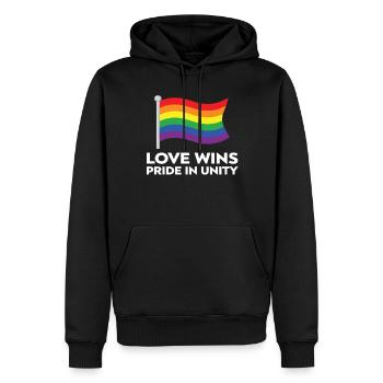 Tenue Love Wins Pride – Rainbow LGBTQ+ Design - Sweat à capuche Premium bio Homme - noir - Devant - Nico (187cm)