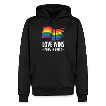 Tenue Love Wins Pride – Rainbow LGBTQ+ Design - Sweat à capuche Premium bio Homme - noir - Devant - Nico (187cm)