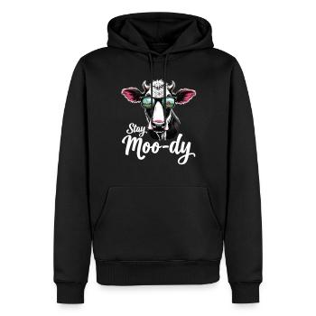 Stay Moo-dy Lustiges Kuh Tierliebhaber Bauernhof - Männer Premium Bio Hoodie - Schwarz - Vorne - Nico (187cm)