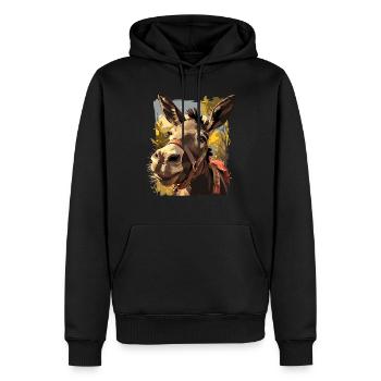 Âne Esel - Sweat à capuche Premium bio Homme - noir - Devant - Nico (187cm)