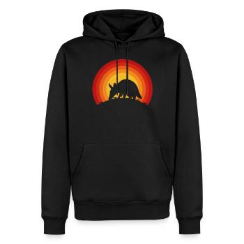 Retro Armadillo and Ants Sunset Wildlife Nature - Männer Premium Bio Hoodie - Schwarz - Vorne - Nico (187cm)