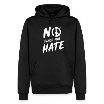 No Place for Hate Friedensbotschaft gegen Hass - Männer Premium Bio Hoodie - Schwarz - Vorne - Nico (187cm)