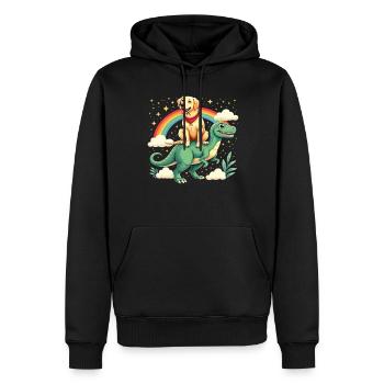 Labrador Hund Dinosaurier Regenbogen Labrador - Männer Premium Bio Hoodie - Schwarz - Vorne - Nico (187cm)