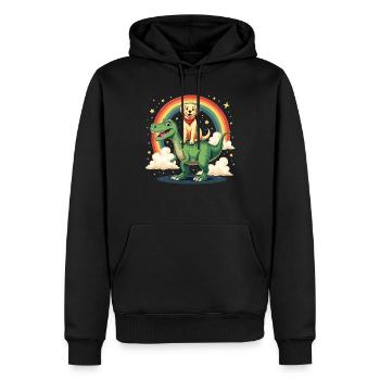 Labrador Hund Dinosaurier Regenbogen Labrador - Männer Premium Bio Hoodie - Schwarz - Vorne - Nico (187cm)