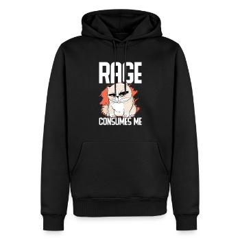 Chat Gras Gros Chat Humour Mème - Sweat à capuche Premium bio Homme - noir - Devant - Nico (187cm)