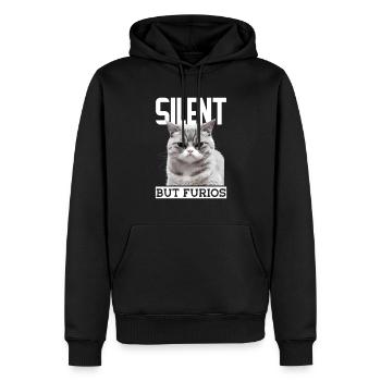 Chat Gras Gros Chat Humour Mème - Sweat à capuche Premium bio Homme - noir - Devant - Nico (187cm)