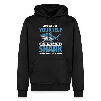 Sei immer du selbst, es sei denn, du kannst ein Haifischmeer sein - Männer Premium Bio Hoodie - Schwarz - Vorne - Nico (187cm)