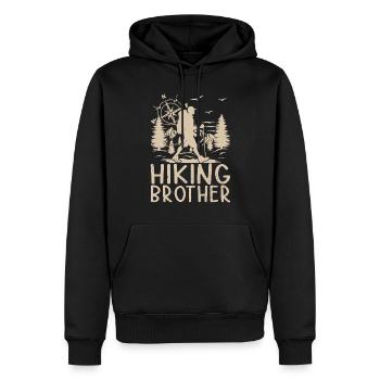 Randonnée Frère Randonnée Amoureux Randonnée Montagne - Sweat à capuche Premium bio Homme - noir - Devant - Nico (187cm)