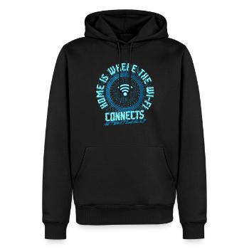 La maison de l’informaticien est Wi-Fi se connecte automatiquement - Sweat à capuche Premium bio Homme - noir - Devant - Nico (187cm)