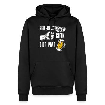 Ciseaux Pierre Bière Couple Amateurs de bière Buveurs de bière - Sweat à capuche Premium bio Homme - noir - Devant - Nico (187cm)