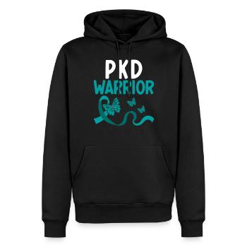 PKD Warrior Teal Ribbon Polyzystische Nierenerkrankung - Männer Premium Bio Hoodie - Schwarz - Vorne - Nico (187cm)