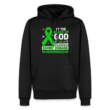Par la grâce de Dieu Im A Survivor Green Ribbon - Sweat à capuche Premium bio Homme - noir - Devant - Nico (187cm)