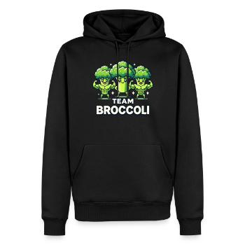 Brokkoli, Vegetarier, Gemüse, Team Broccoli - Männer Premium Bio Hoodie - Schwarz - Vorne - Nico (187cm)