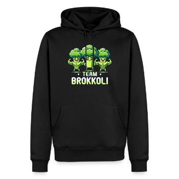 Brokkoli, Vegetarier, Gemüse, Vegan, Team Brokkoli - Männer Premium Bio Hoodie - Schwarz - Vorne - Nico (187cm)