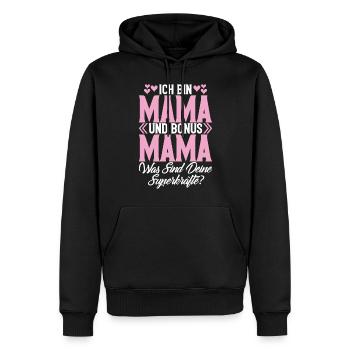 Bonus Maman Fête des Mères Maman Maternité Parent - Sweat à capuche Premium bio Homme - noir - Devant - Nico (187cm)