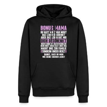 Bonus Maman Fête des Mères Maman Maternité Parent - Sweat à capuche Premium bio Homme - noir - Devant - Nico (187cm)