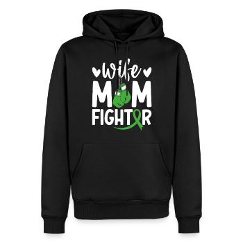 Épouse Maman Combattante Ruban vert Cancer du rein - Sweat à capuche Premium bio Homme - noir - Devant - Nico (187cm)