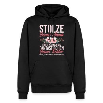 Bonus Maman Fête des Mères Maman Maternité Parent - Sweat à capuche Premium bio Homme - noir - Devant - Nico (187cm)
