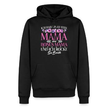 Bonus Maman Fête des Mères Maman Maternité Parent - Sweat à capuche Premium bio Homme - noir - Devant - Nico (187cm)