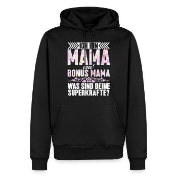 Bonus Maman Fête des Mères Maman Maternité Parent - Sweat à capuche Premium bio Homme - noir - Devant - Nico (187cm)