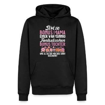 Bonus Maman Fête des Mères Maman Maternité Parent - Sweat à capuche Premium bio Homme - noir - Devant - Nico (187cm)