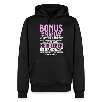 Bonus Maman Fête des Mères Maman Maternité Parent - Sweat à capuche Premium bio Homme - noir - Devant - Nico (187cm)
