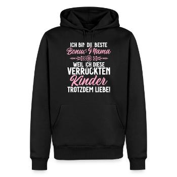 Bonus Maman Fête des Mères Maman Maternité Parent - Sweat à capuche Premium bio Homme - noir - Devant - Nico (187cm)