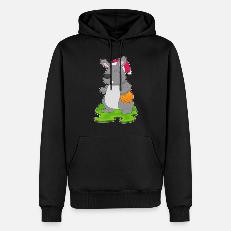 Basket-ball de Noël Bunny - Sweat à capuche Premium bio Homme - noir