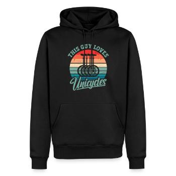 Dieser Typ Liebt Unicycles - Männer Premium Bio Hoodie - Schwarz - Vorne - Nico (187cm)