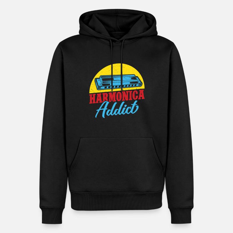 Drôle d’harmoniciste Harmonica Addict Harmonica - Sweat à capuche Premium bio Homme - noir