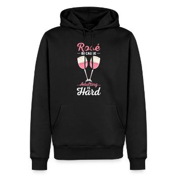 Wein Rosé - Männer Premium Bio Hoodie - Schwarz - Vorne - Nico (187cm)