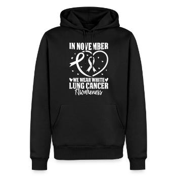 En novembre, nous portons un ruban blanc Cancer du poumon - Sweat à capuche Premium bio Homme - noir - Devant - Nico (187cm)