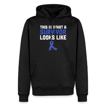 So sieht ein Überlebender aus Blaues Band - Männer Premium Bio Hoodie - Schwarz - Vorne - Nico (187cm)