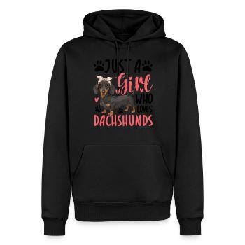Just A Girl Who Loves Dachshunds - Männer Premium Bio Hoodie - Schwarz - Vorne - Nico (187cm)