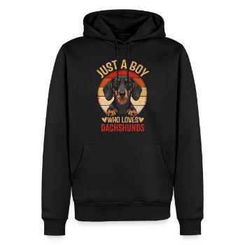 Just a Boy Who Loves Dachshunds - Männer Premium Bio Hoodie - Schwarz - Vorne - Nico (187cm)
