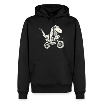Funny Dino Motocross Dinosaur T-Rex Dinosaur - Männer Premium Bio Hoodie - Schwarz - Vorne - Nico (187cm)