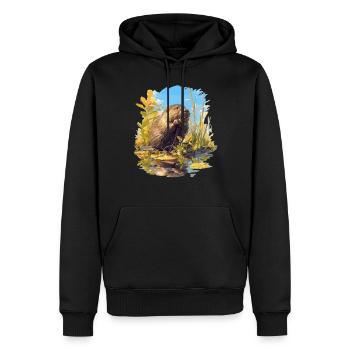Rat musqué - Sweat à capuche Premium bio Homme - noir - Devant - Nico (187cm)