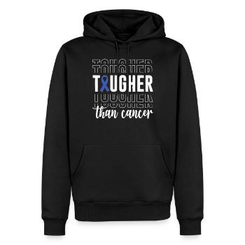 Tougher Than Cancer Blue Ribbon Bowel Colon - Men’s Premium Organic Hoodie - black - Front - Nico (187cm)