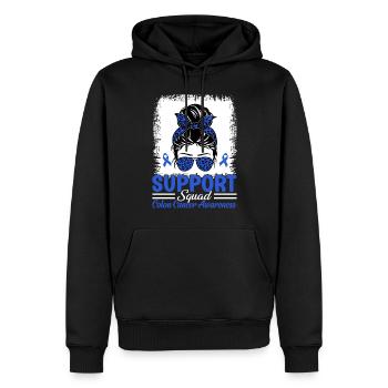 Support Squad Messy Bun Blaues Band Colorectal - Männer Premium Bio Hoodie - Schwarz - Vorne - Nico (187cm)