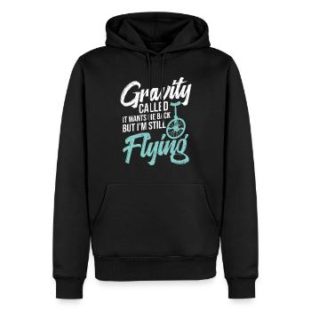 La Gravity l’a rappelé, mais je suis toujours - Sweat à capuche Premium bio Homme - noir - Devant - Nico (187cm)