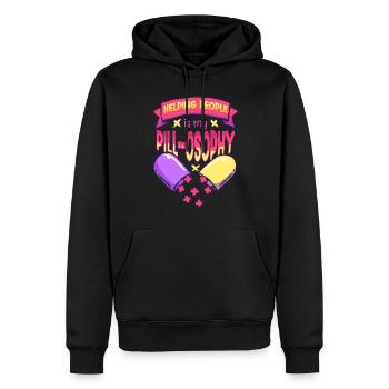 Infirmière psychiatrique pilule-osophie - Sweat à capuche Premium bio Homme - noir - Devant - Nico (187cm)